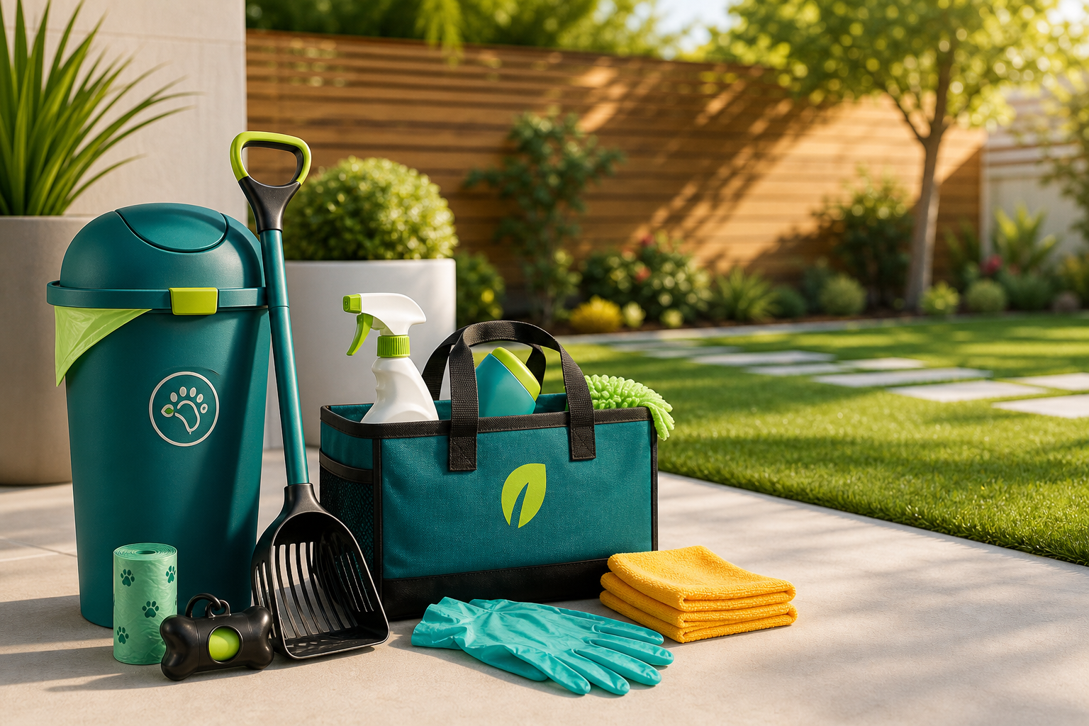 Organized Scoop Tenders service tools on a clean patio